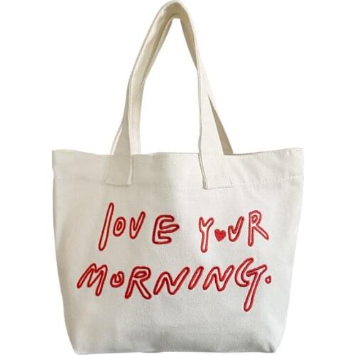 Korean Small Canvas Tote Bag for Women 2021 Letter Printing Female Handbags Mini Cotton Cloth Lunch Bag Fashion Shopping Bags