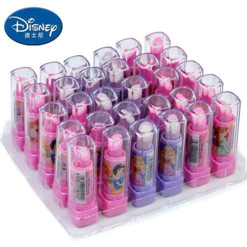 Disney Stationery Erasers for Kids Elsa Anna Princess Lipstick Eraser Cute Gift Prizes Christmas Lipstick Novelty Erasers 4Pcs