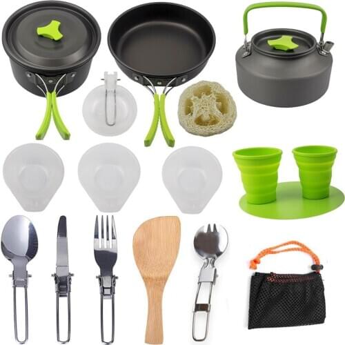 Camping Cookware Set Outdoor Aluminum Cooking Set Water Kettle Pan Pot Travelling Hiking Picnic BBQ Tableware Equipment Tourism