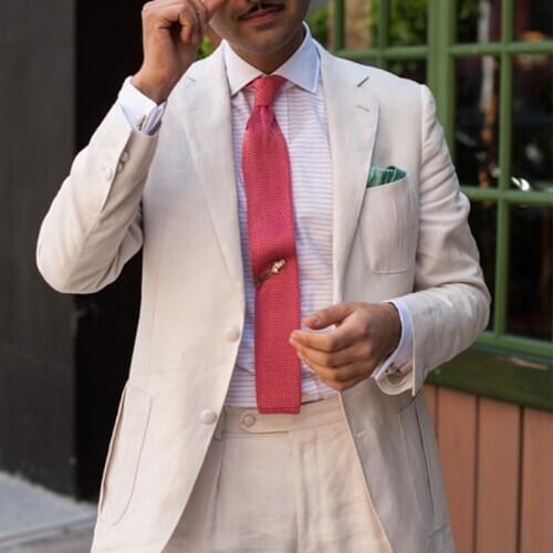 ANNIEBRITNEY Ivory 2 Piece Slim Fit Formal Men Suit Custom Groom Wedding Tuxedo High End 2 Piece Prom Wedding Men Suit Set