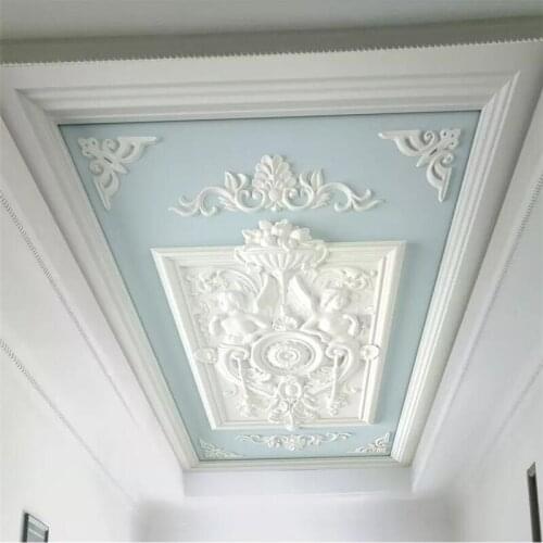 Wellyu Custom wallpaper white plaster European embossed carved ceiling ceiling wall custom large mural green wallpaper mural