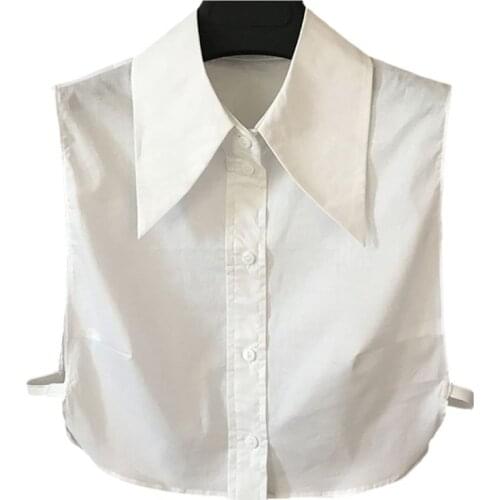Office Ladies Women Elegant Cotton Detachable Half-Shirt Blouse Solid Color Pointed Triangle Lapel False Fake Collar