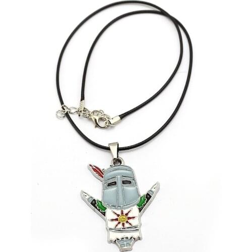 Dark Souls Solaire of Astora Necklace Onion Knights ARTORIAS Firekeeper Metal Pendant Rope Chain Choker Necklaces Game Jewelry