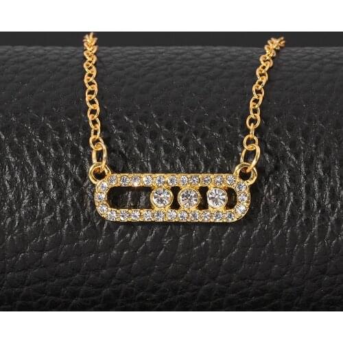 Arab Style Crystal Bead Pendant Necklace For Women Dainty Wedding Jewelry Link Chain 3 Dot On Oval Metal Necklace Colar