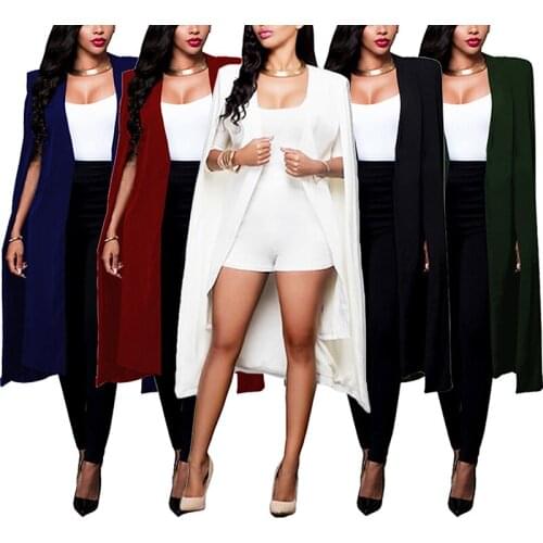 Sexy Women Long Cloak Suit Jacket Evening Cocktail Dress Ladies Clubwear Prom Long Shawl Trench Outwear