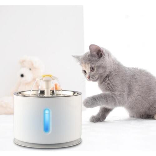 2.4L Automatic Pet Cat Water Fountain With LED Electric Mute Water Feeder USB Drinker Bowl Pet Drinking Fountain Dispenser