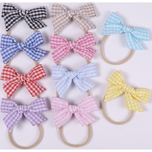 36pc/lot Plaid Bow Headband or Hair Clips for Baby Girls Kids Bowknot Barrette Childrens Nylon Headbands Hair Accessories