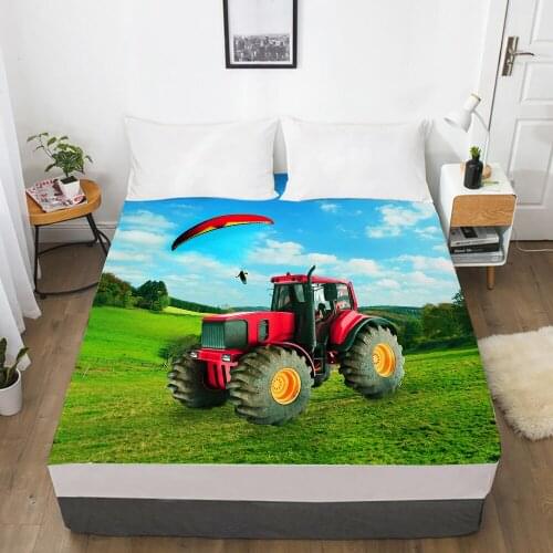 Luxury Elastic fitted sheet bed sheet With An Elastic Band Mattress Cover 150x200/160x200 Bed cover for home tractor sky