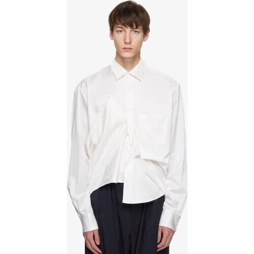 S-7XL!! 2020 Mens folding fastener unconventional design silk cotton long sleeve white shirt original designer mens wear