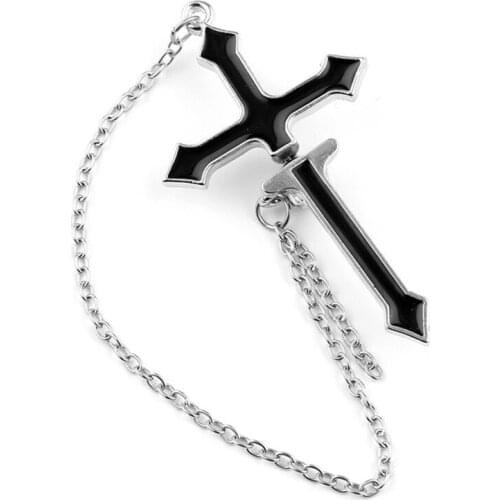 1PC European Style Fashion Vintage Long Chain Cross Drop Earrings For Men And Women Party Punk Jewelry Gift