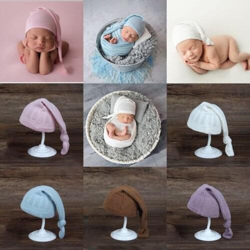 Newborn Photography Props Accessories Soft Comfortable Knot Hat Studio Baby Boy Girl Photo Props Infant Shoot Cap Baby Picture
