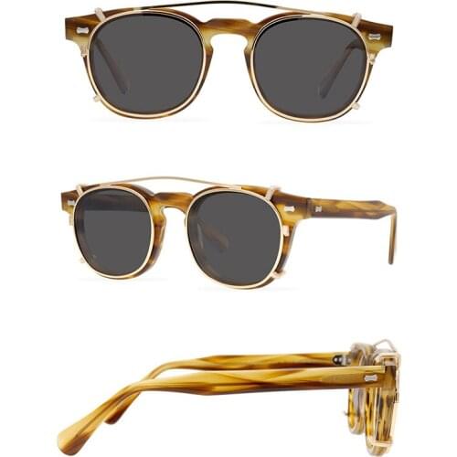 Belight Optical Handmade Quality Cool Vintage Retro Women Men UV400 Polarized Protection Oculos Clip On Sunglasses 9511