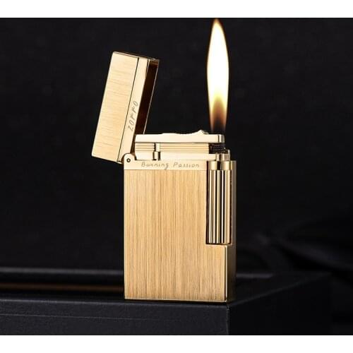Modern Simple Pattern High-grade Pure Copper Lang Statement Fire Kerosene Lighter Grinding Wheel Flint Hqd Smoking Cigarette