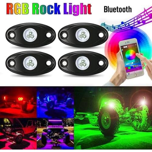 4 Pods RGB Led Rock Lights with Application Control Bluetooth DIY Lamp Function Flashing Music Mode