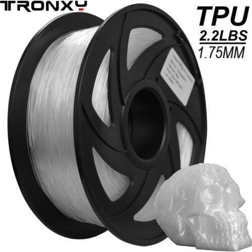 TRONXY Flexible 3D Printer Filament TPU Flex Plastic for 3D Printer 1.75mm 1KG 3D Printing Materials Transparent Blue Color