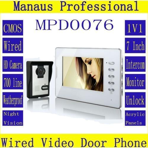 High Quality One to One Video Doorphone Kit Configuration Professional Smart Home 7 inch Screen Touch Video Intercom Phone D76b