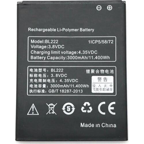 High Quality BL222 For Lenovo S660 S668T S 660 668T 3000mAh 3.8v 11.40Wh Mobile Phone Replace Li-polymer Batterie