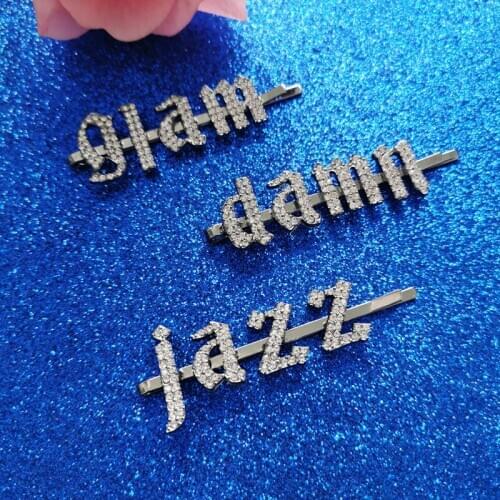 Lowercase Rhinestone Crystal Words Hair Clips Letter Hairpins Hair Jewelry