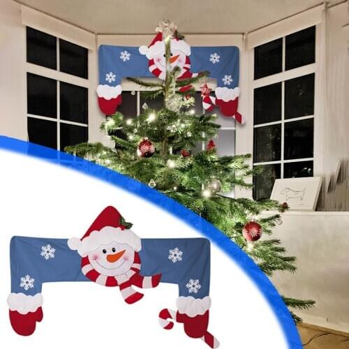 Snowman Door Window Drape Panel Christmas Curtain Decorative Home for Living Room Bedroom Tulle Voile Drape Curtains 107
