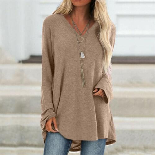 2020 Newest Hot Women V Neck Long Sleeve Loose Casual Blouse T-Shirt Chiffon Pullover Jumper Spring Casual Tops Shirt Outwear