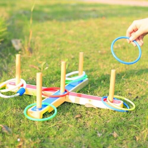 1 Set Childrens Wooden Ring Toss Games Indoor&outdoor Holiday Fun Family Games Portable Yard Party Game For Kids&adults Gift