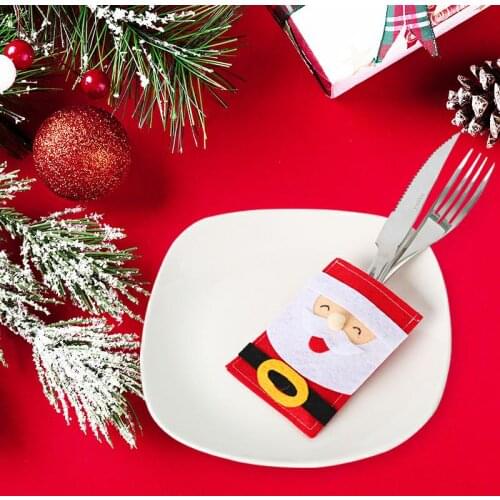 New 1PC Xmas Decor Knife Fork Bag Cover Case Tableware Holder Pocket Dinner Cutlery Bag Christmas Decorations For Home Decor