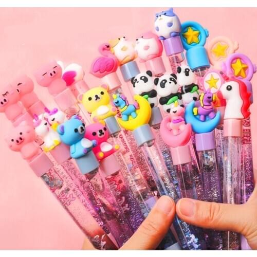 1 pcs New Gold Foil Pen Quicksand Pen Black Pen Office Student Supplies Birthday Gift Cartoon Animal Pink Unicorn Cute Water Pen