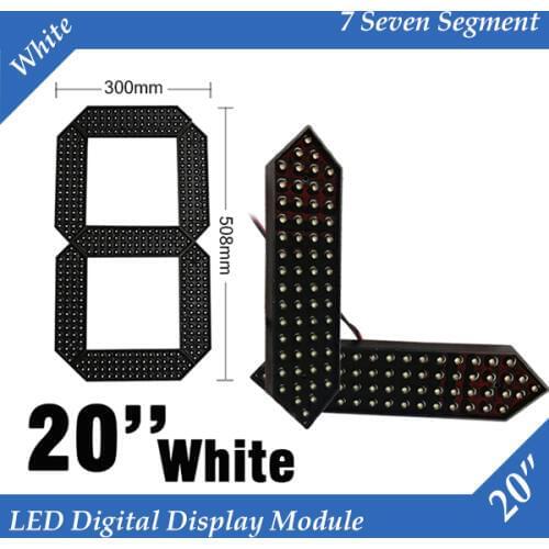 10pcs/lot 20" White Color Outdoor 7 Seven Segment LED Digital Number Module for Gas Price LED Display module