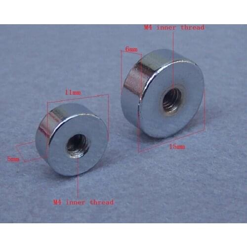 10pieces/lot D11XH5mm D15XH6mm M4 inner thread plated decorative cylinder flat nut lighting hardware fittings accessories