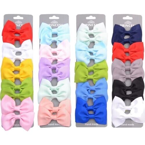 10 PCS/Set Solid Grosgrain Ribbon Hair Bows With Clips Girls Small Bow For Children Kid Headwear DIY Hair Accessories Best Gift