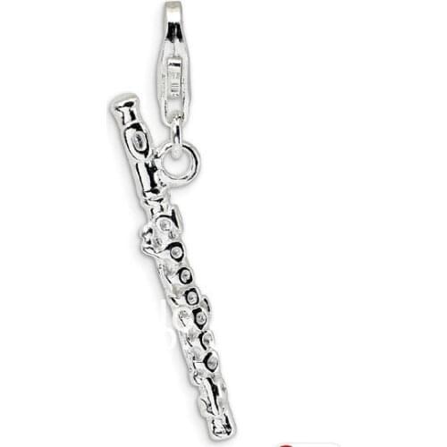 12pcs a lot silver color flute charm jewelry