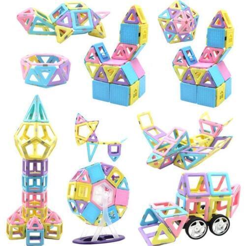 124pcs Big Size DIY Magnetic Designer Magnetic Construction Building Blocks 3D Assemble Bricks Toys For Children Kids Gifts