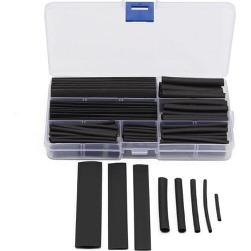 Black 150pcs 2:1 Polyolefin Heat Shrink Tubing Tube Sleeving Wire Electrical Insulation Cable Kit 8 Sizes 2-13mm