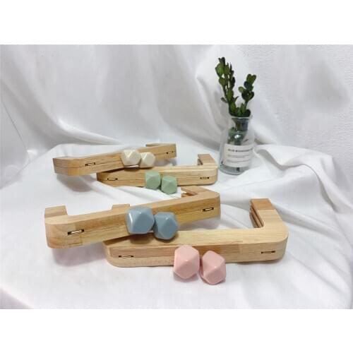 20cm nature solid wood candy big clasp wooden purse frame obag handles sewing frame with screws inside handbag accessories parts
