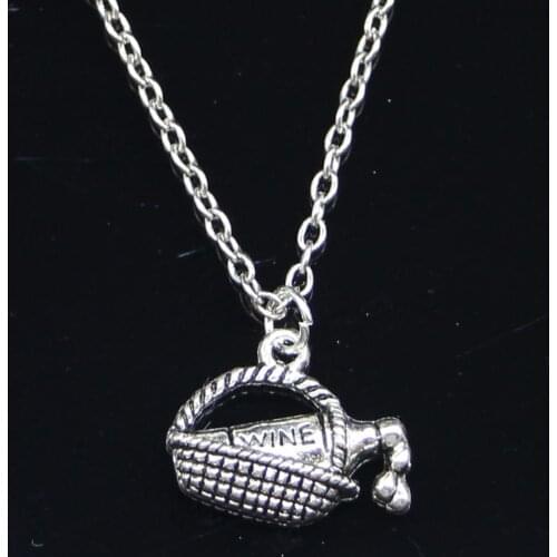 20pcs New Fashion Necklace 19x15mm wine picnic basket Pendants Short Long Women Men Colar Gift Jewelry Choker