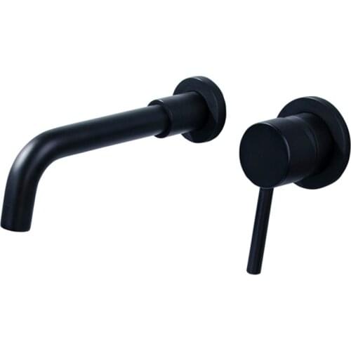 20cm Wall Mounted Brass Single Handle Hot and Cold Concealed 2 PCS Faucet Matt Black White Brushed Gold Set