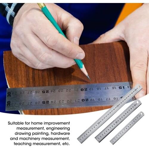 3Pcs Steel Ruler Drawing Tool Accessory 15/20/30cm Stainless Steel Metal Straight Ruler Metric Rule Precision Measuring Tool
