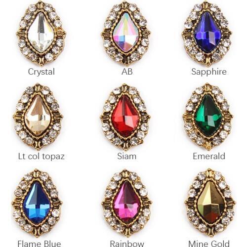 30pcs 10x13mm Pear-shaped Alloy Retro Nail rhinestone for 3d charms diamonds nail supplies jewelry