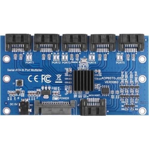 1 To 5 Port Sata PCI-E Adapter Sata Card 6 Ports Sata3.0 6Gbps Expansion Card PCIE Sata Controller Multiplier Riser