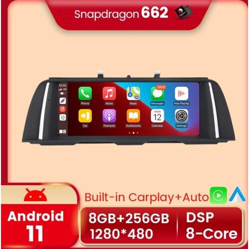 Qualcomm Snapdragon 662 Android 11 8G+256G 1920x720 Car Multimedia Player Navigation for BMW 5 Series F10 F11 2010-2016 CIC NBT