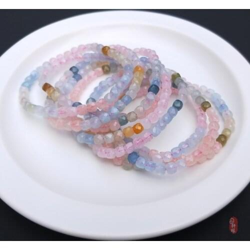 MORGANITE square faceted 5.5mm Bracelet 18cm Wholesale for women xmas gift