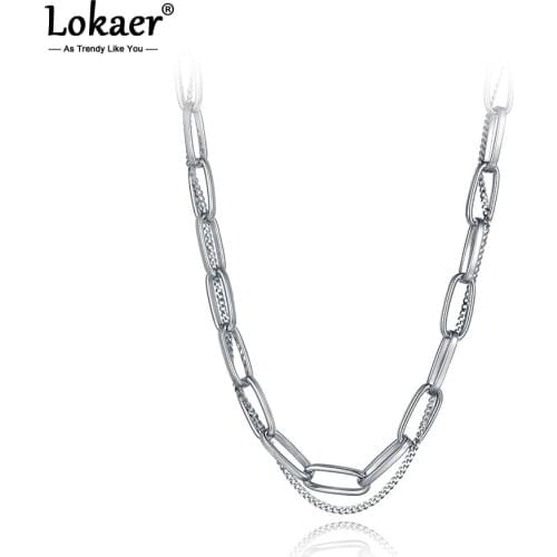Lokaer Hiphop/Rock Titanium Stainless Steel Geometry Charm Pendant Necklace For Women Men Punk Chain & Link Necklace N20307