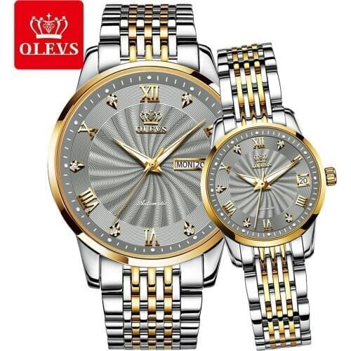 Couple Watch OELVS Brand Luxury Automatic Mechanical Watch Stainless Steel Waterproof Clock relogio masculino couple gift 6630