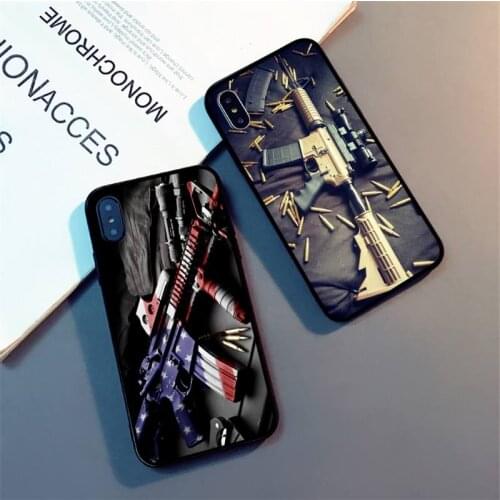 Fire Men Rifles AR 15 Guns Phone Case for iPhone 7 8 11 12 Pro X XS Max XR Samsung A S 10 20 50 Plus pro funda