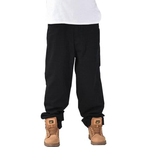 Black Loose Jeans Men Fashion Jeans Pants Straight Baggy Harem Denim Pants Casual Cotton Street Dance Hiphop Trousers Wide Leg
