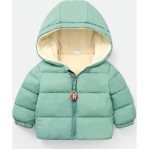 Kids Solid Outerwear Infant Baby Boys And Girls Hooded Lamb Cashmere Autumn And Winter Padded Jacket Christmas Clothes
