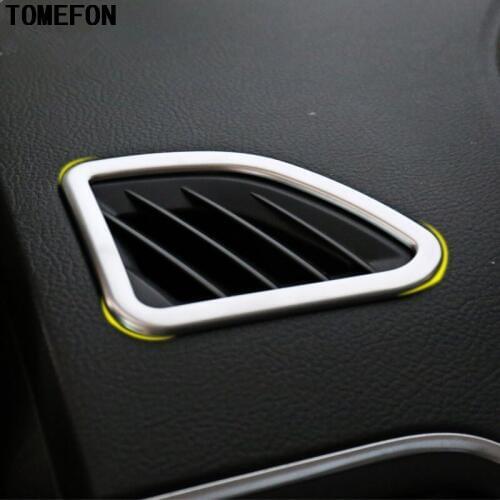 For Ford Edge 2015 ABS Matte Interior Front Up Air Conditional Vent Frame Cover Trim AC Outlet Sticker Car Styling 2PCS