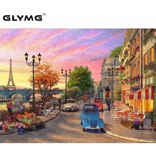GLymg Diy Handicrafts Diamond Painting Cross Stitch Full Square City Street Landscape European Home Decor Needlework Mosaic Gift