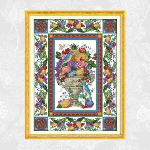 Joy Sunday Gorgeous Fruit Bowl Counted Printed Canvas Embroidery Handmade Accessories Needlework Aida Cross Stitch kits