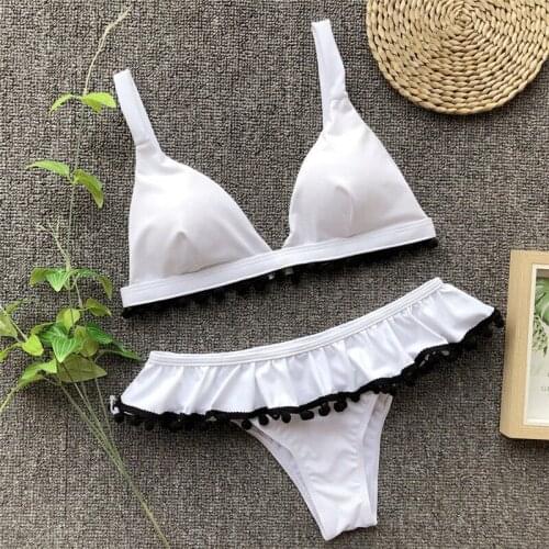 2019 Bikini set Women Summer sexy Padded triangle swim beachwear tassels lovely Bathing Holiday femme biquinis push-up two-piece